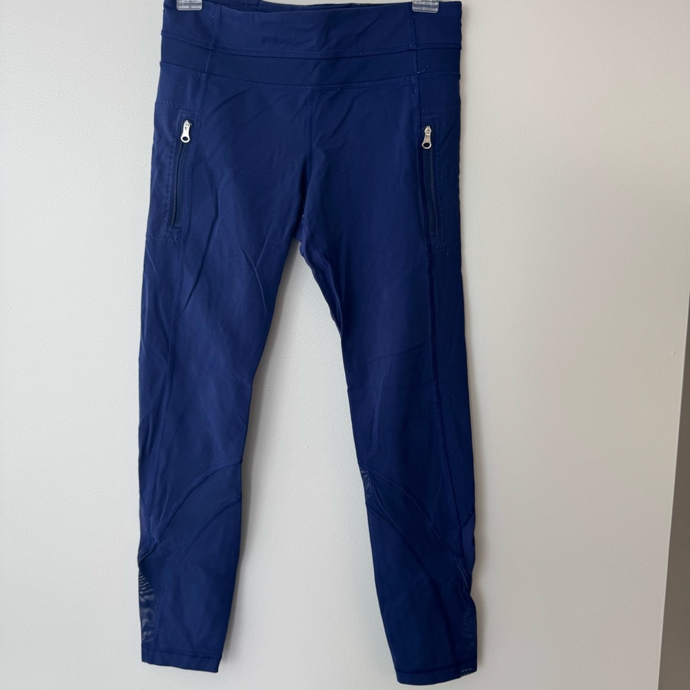lululemon athletica Blue Tight Leggings with Mesh and Zippers Size 6